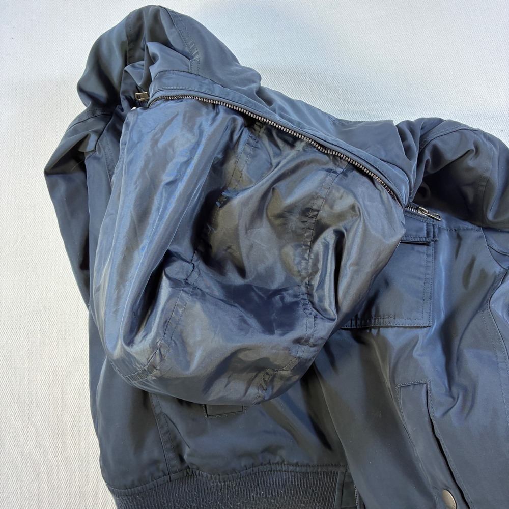 Tommy Hilfiger Jacket Mens XL Navy Blue Hooded Bomber Puffer Full Zip Heavy Coat - Picture 13 of 13